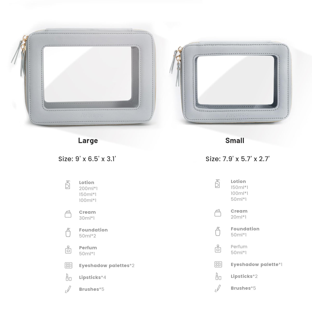 Aveniee Clear Makeup Bag Organizer Set neatly packaged in a gift box