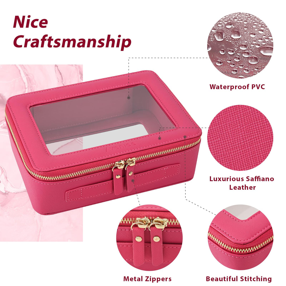 Aveniee Clear Makeup Bag Organizer showing interior storage