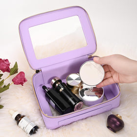 Aveniee Clear Makeup Bag Organizer showing interior storage compartments