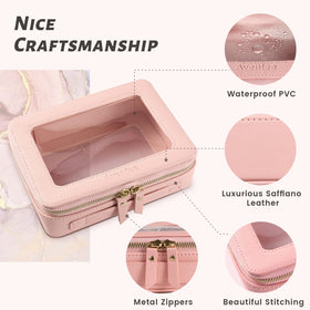 Aveniee Clear Makeup Bag Organizer side view showcasing zippers