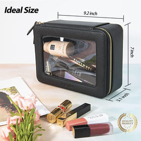 Aveniee Clear Makeup Bag Organizer side view showcasing zippers