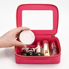 Aveniee Clear Makeup Bag Organizer side view with zippers