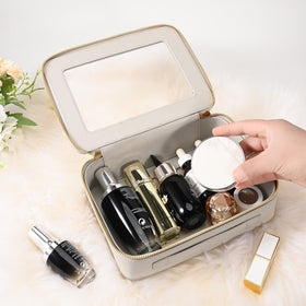 Aveniee Clear Makeup Bag Organizer side view with zippers