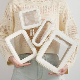Aveniee Clear Makeup Bag Organizer with cosmetics inside