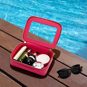 Aveniee Clear Makeup Bag Organizer with cosmetics inside