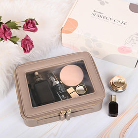 Aveniee Clear Makeup Bag Organizer with makeup products inside