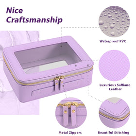 Aveniee Clear Makeup Bag Organizer with zippers and PU leather finish