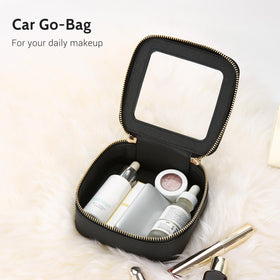 Aveniee Clear Makeup Bag Set displayed with cosmetics