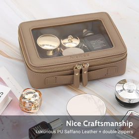 Aveniee clear makeup bag set in travel setting