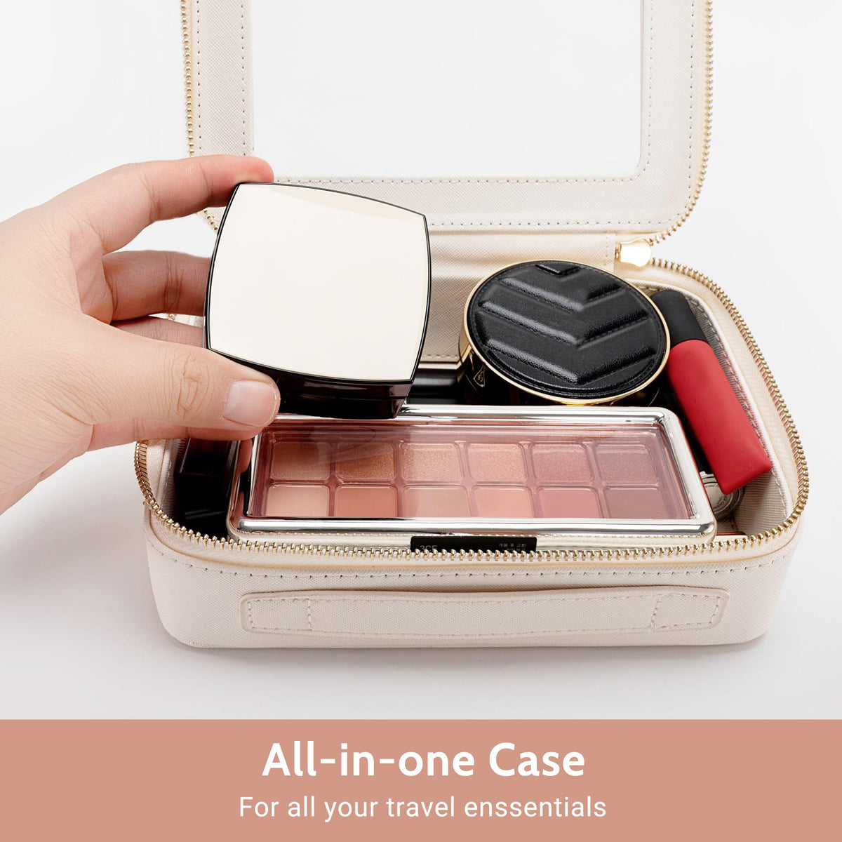 Aveniee Clear Makeup Bag Set on a bathroom counter