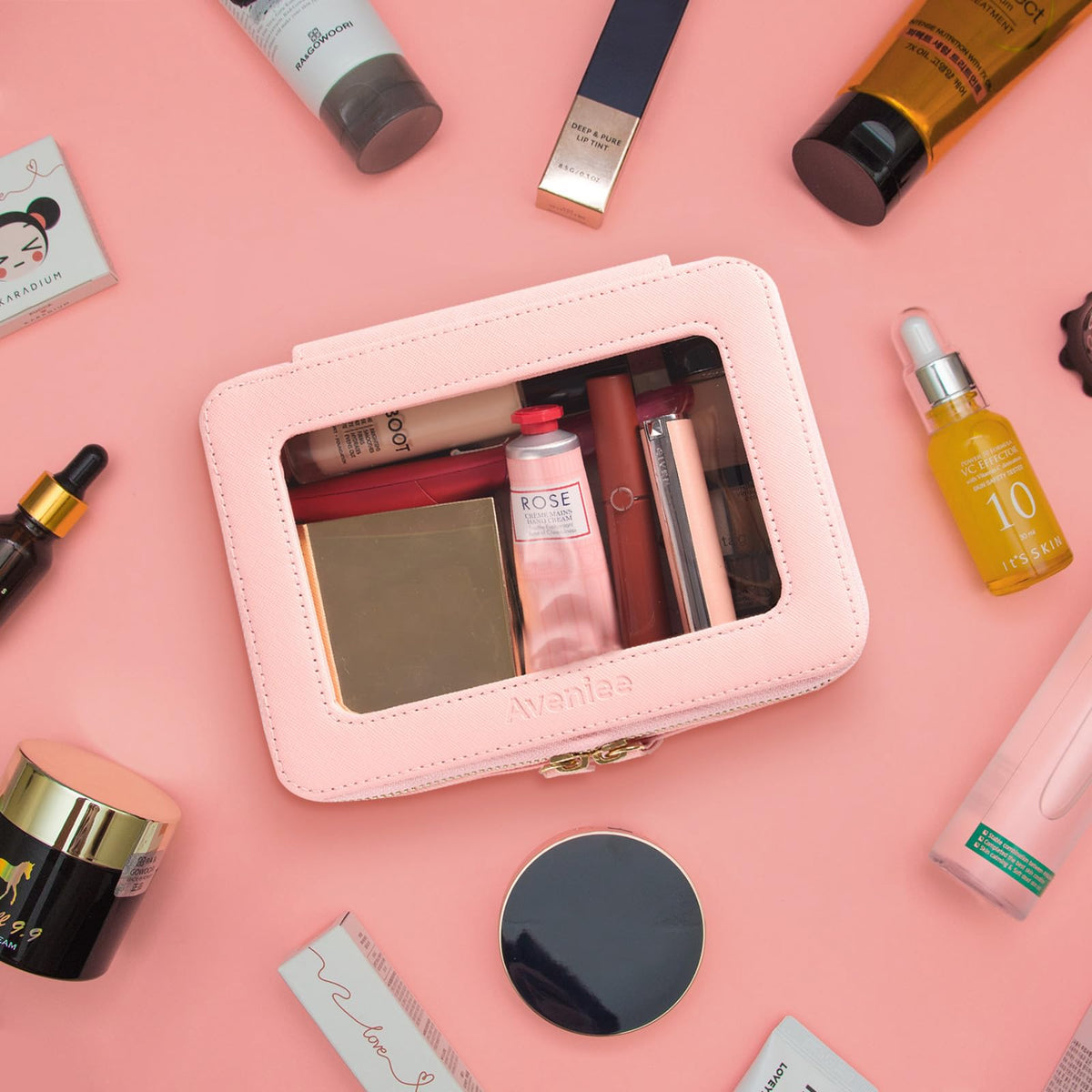 Aveniee Clear Makeup Bag Set packaged in a gift box