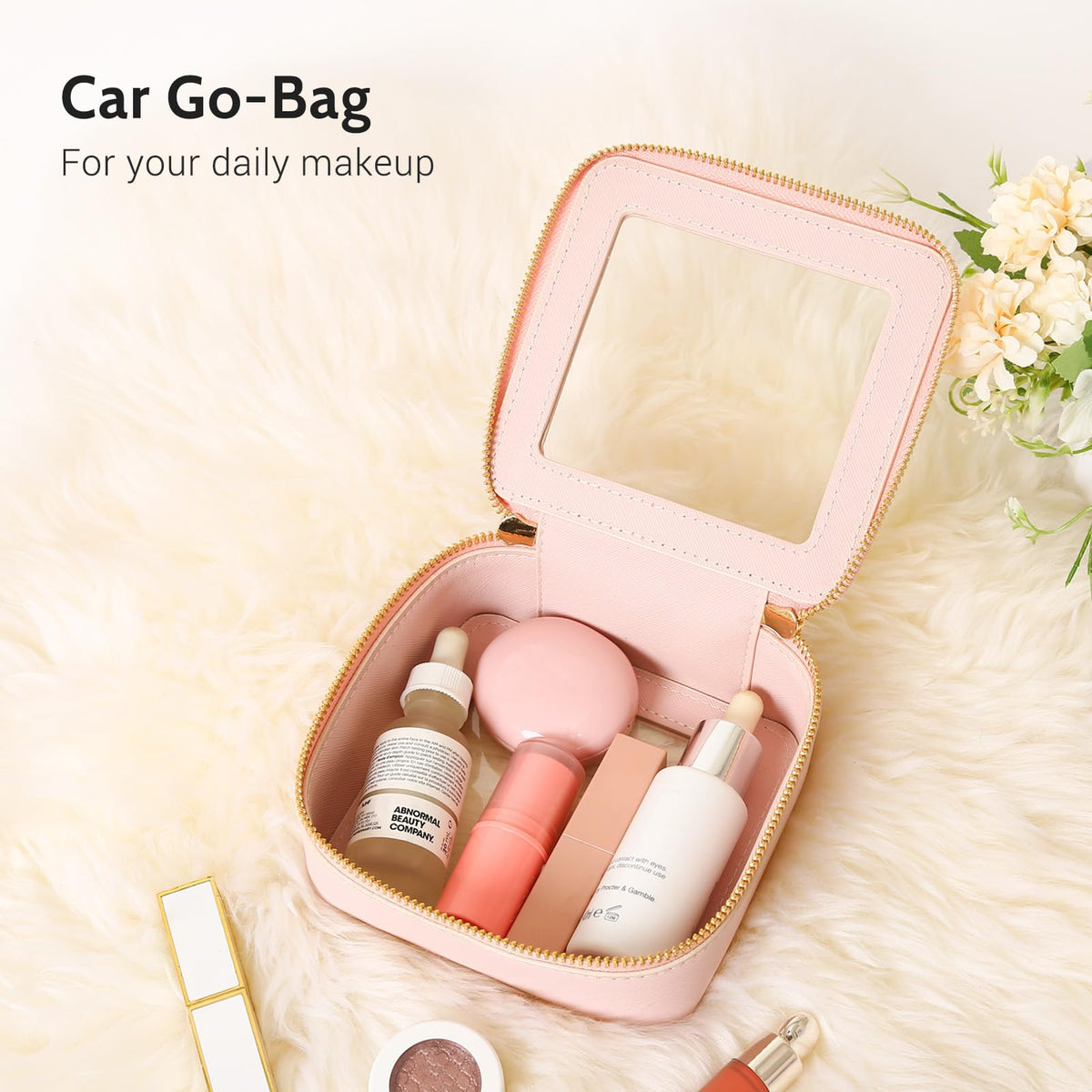 Aveniee Clear Makeup Bag Set showing waterproof feature