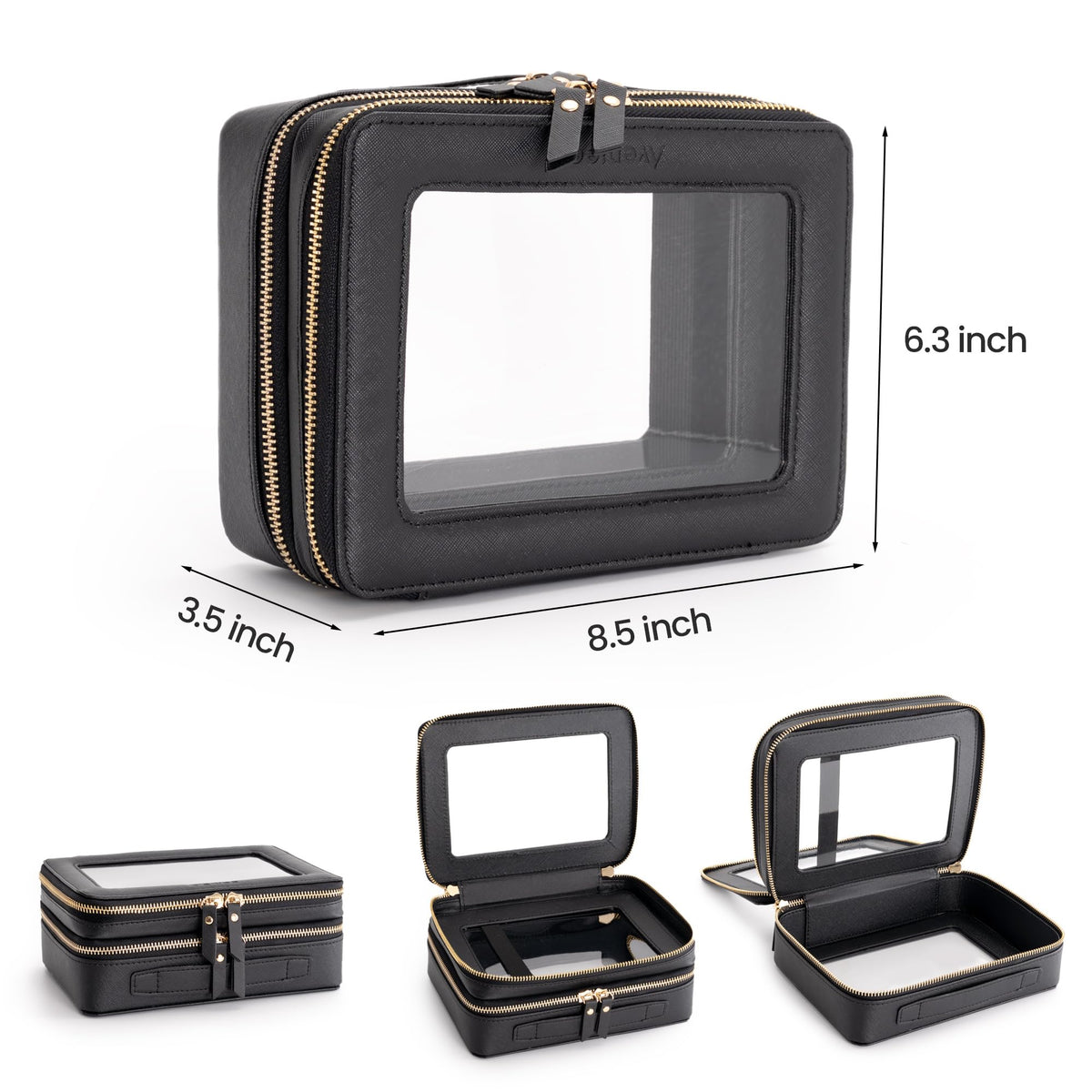Aveniee Clear Makeup Bag showing the brush compartment