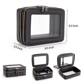 Aveniee Clear Makeup Bag showing the brush compartment