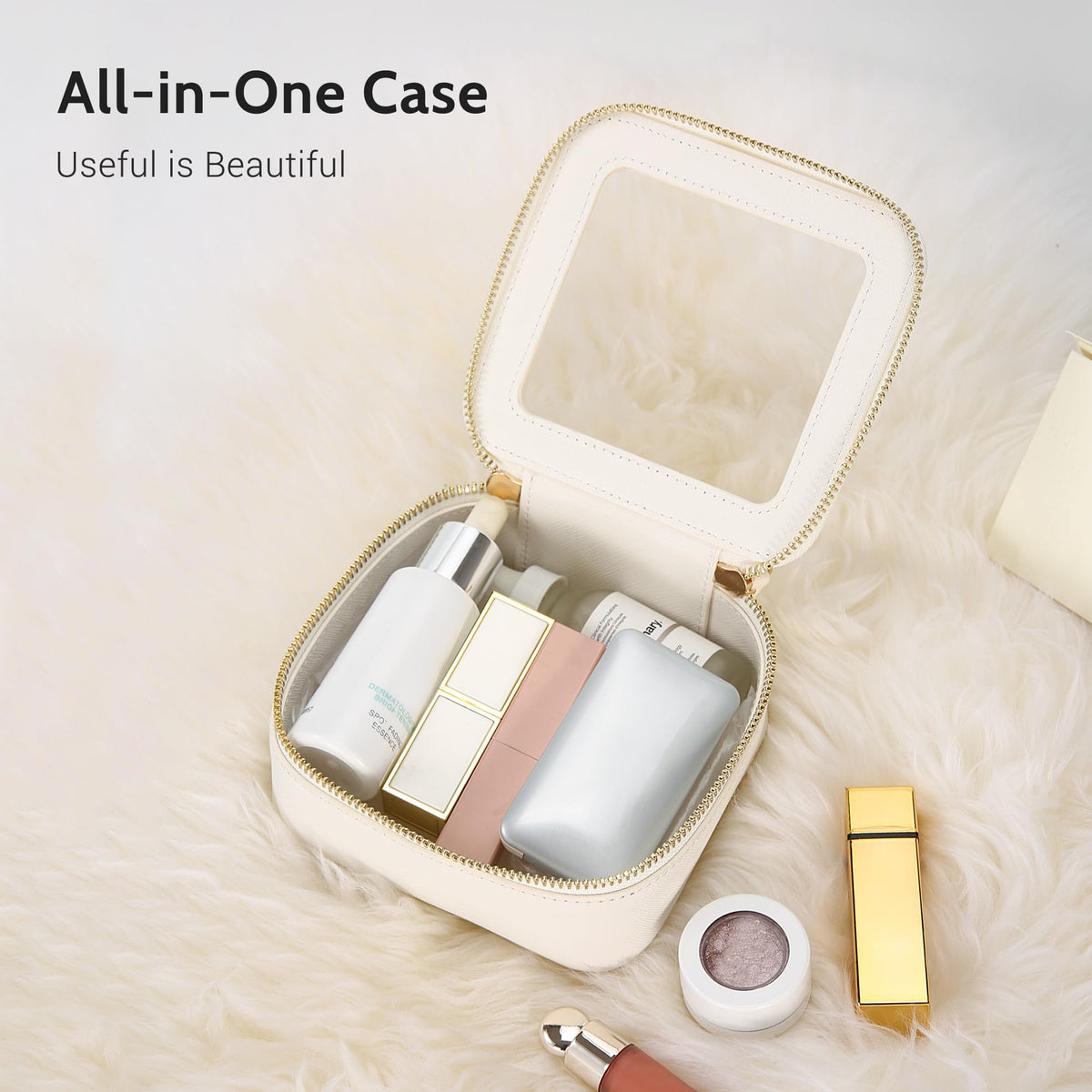Aveniee Clear Makeup Bag showing zipper and hardware details