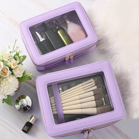 Aveniee Clear Makeup Bag side view with zippers