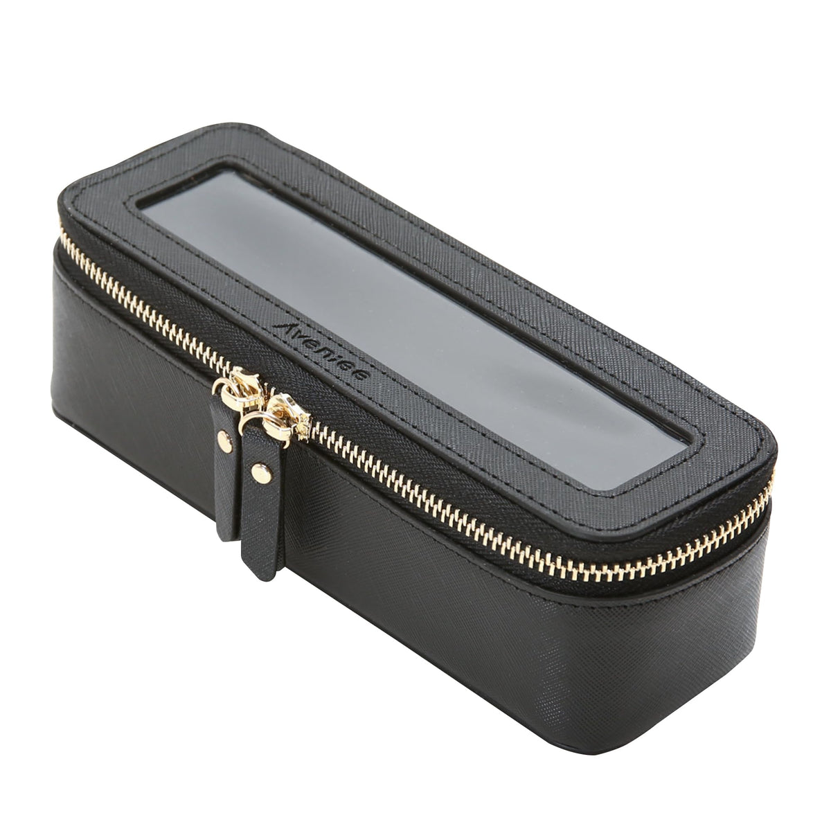 Aveniee Clear Makeup Brush Bag front view in black