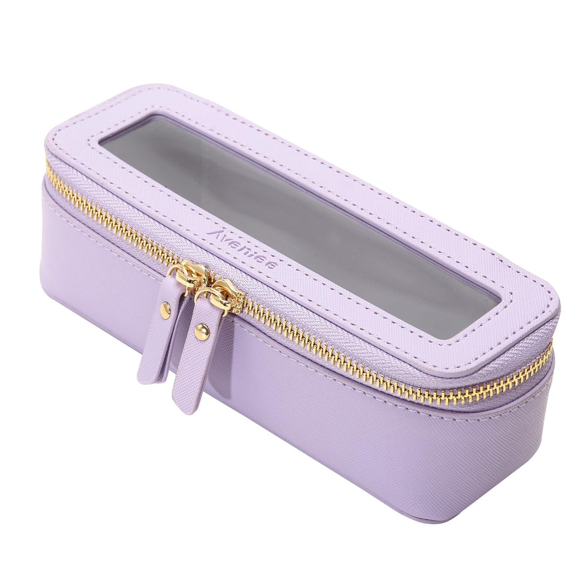 Aveniee Clear Makeup Brush Bag front view in lilac