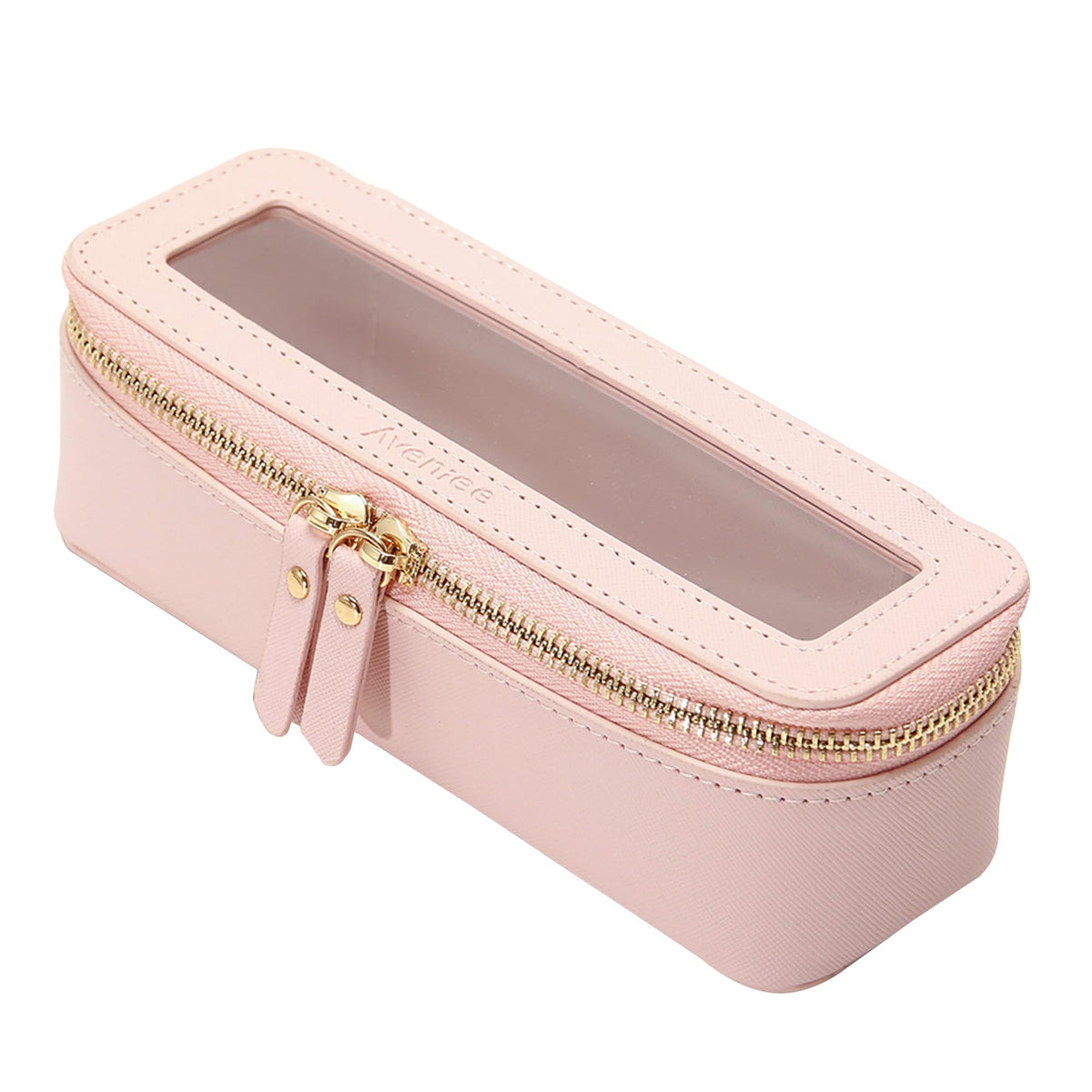 Aveniee Clear Makeup Brush Bag front view in pink