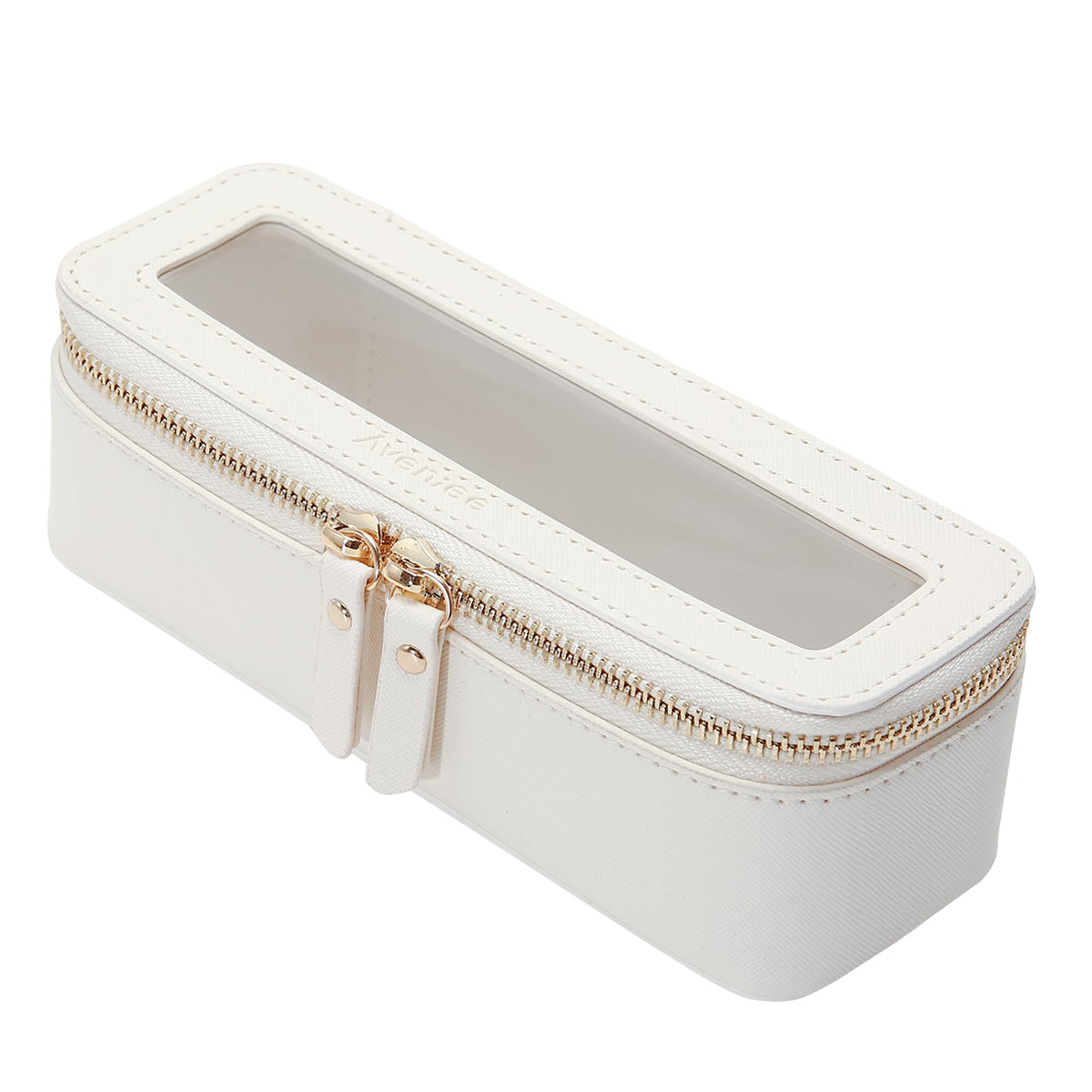 Aveniee Clear Makeup Brush Bag front view with dual zipper