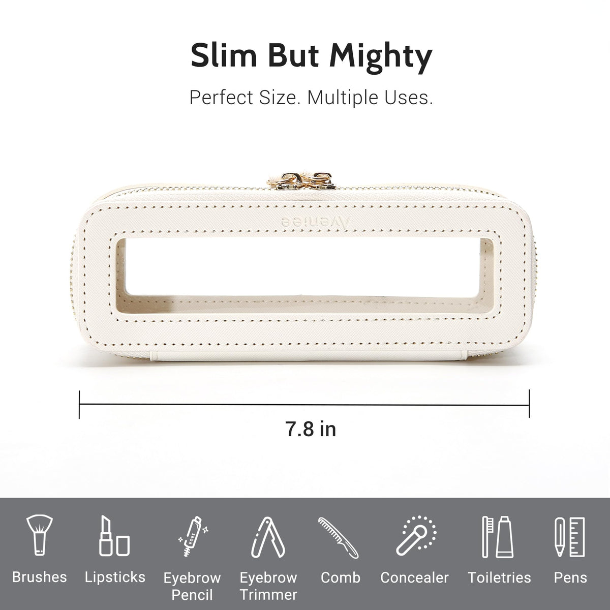 Aveniee Clear Makeup Brush Bag open with makeup brushes inside