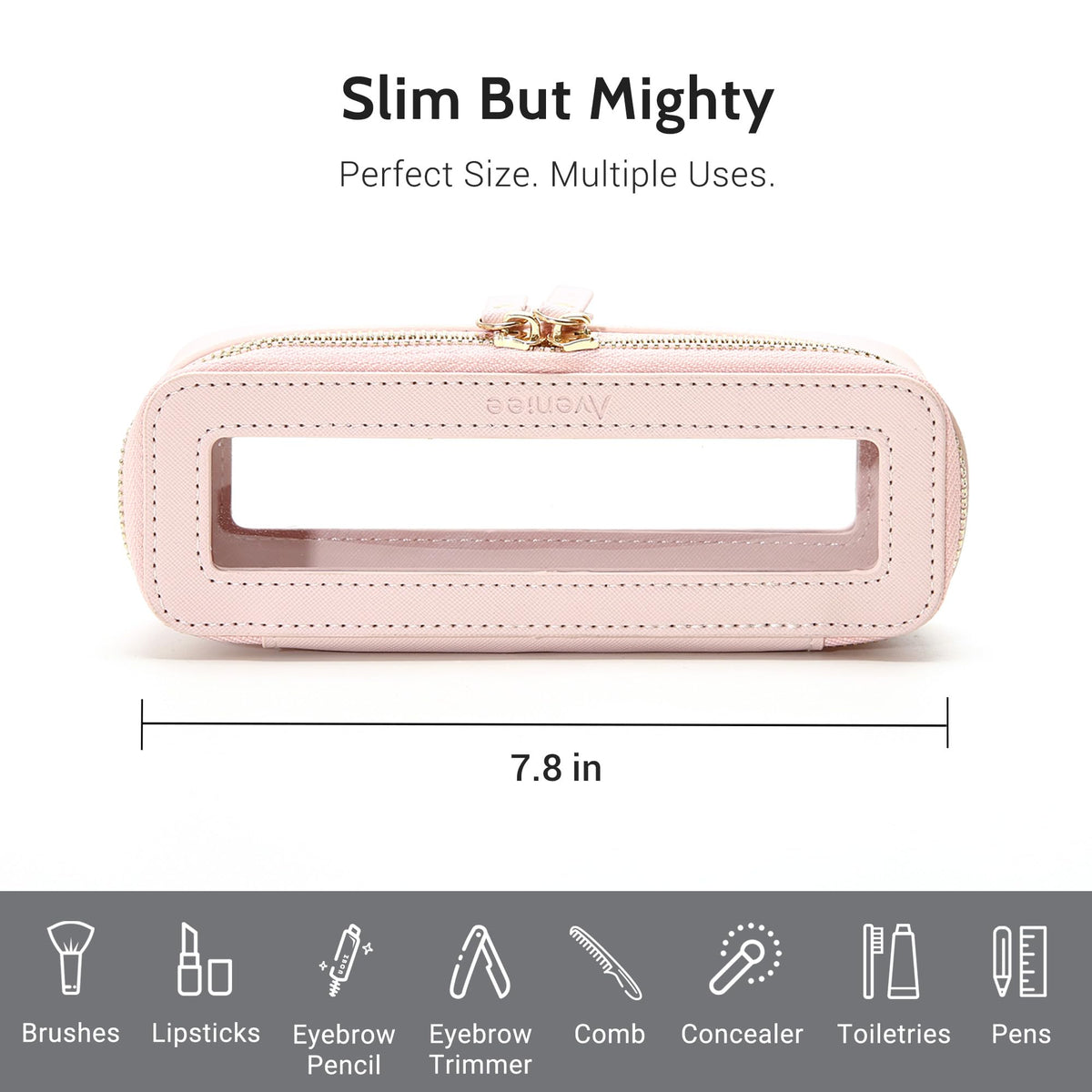 Aveniee Clear Makeup Brush Bag packed in a travel tote