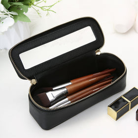 Aveniee Clear Makeup Brush Bag showing dual zipper detail
