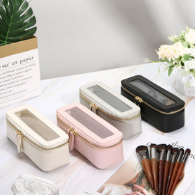Aveniee Clear Makeup Brush Bag showing waterproof material