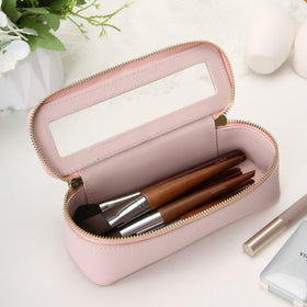 Aveniee Clear Makeup Brush Bag with cosmetics and accessories