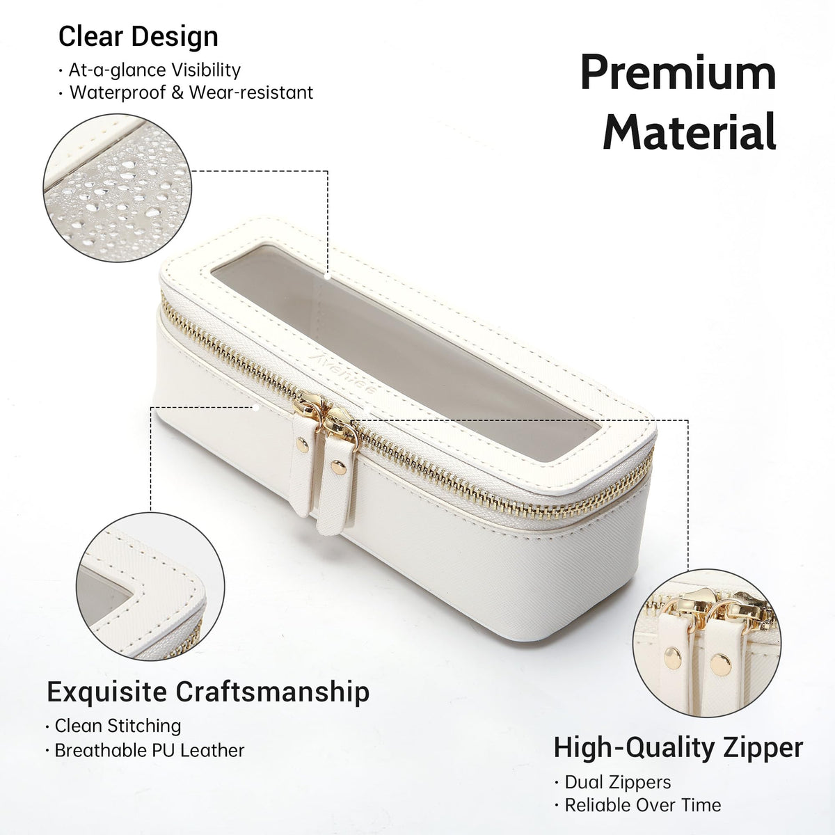 Aveniee Clear Makeup Brush Bag with lipsticks and cosmetics