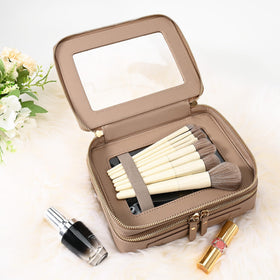 Aveniee Large Clear Makeup Bag side view showing double layer