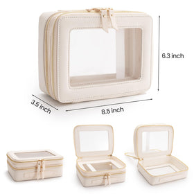 Aveniee Large Clear Makeup Bag with brushes in the upper compartment