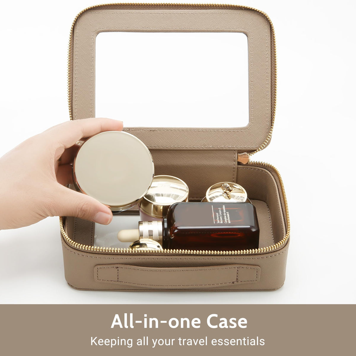 Aveniee middle makeup bag with cosmetics inside