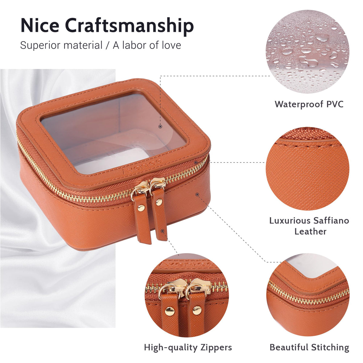 Aveniee Mini Clear Makeup Bag beside travel essentials