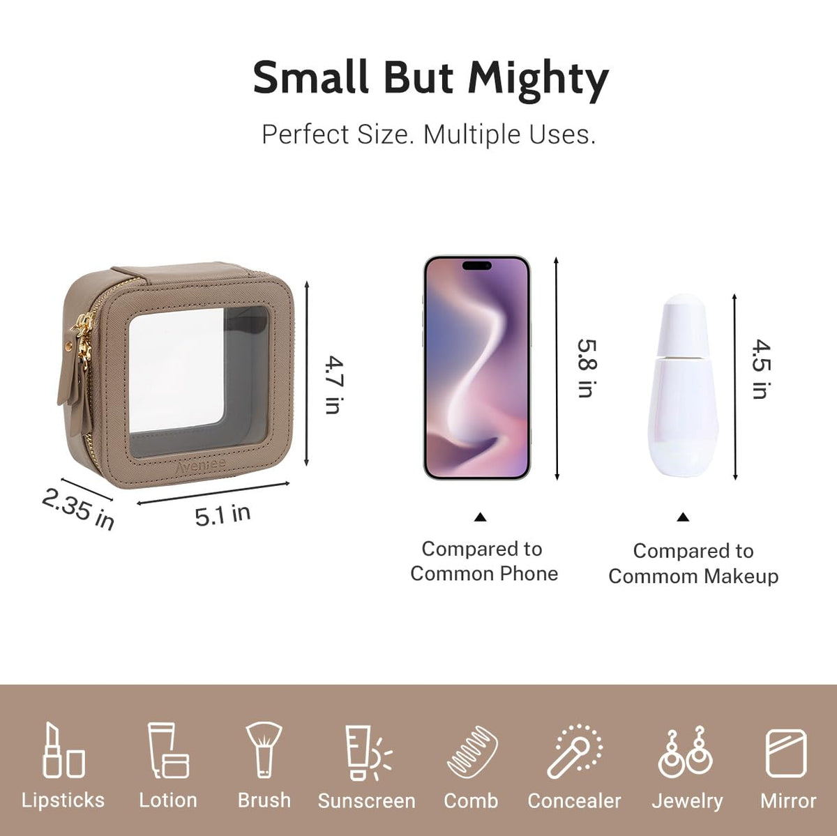 Aveniee Mini Clear Makeup Bag in car glove compartment