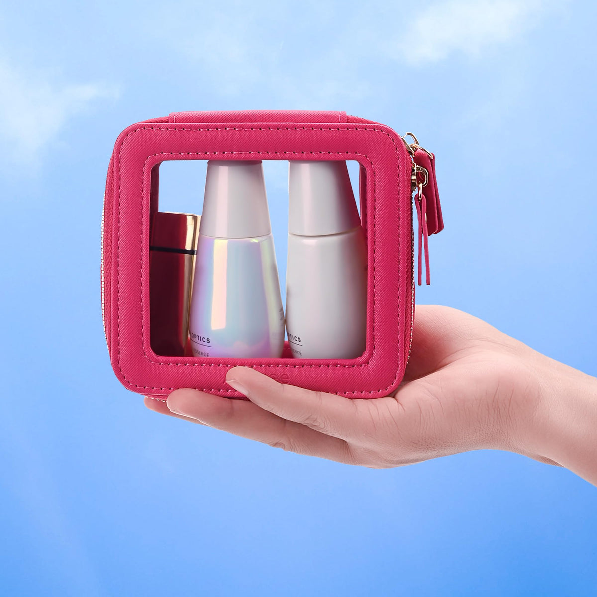 Aveniee Mini Clear Makeup Bag open showing contents