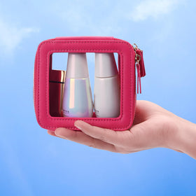 Aveniee Mini Clear Makeup Bag open showing contents