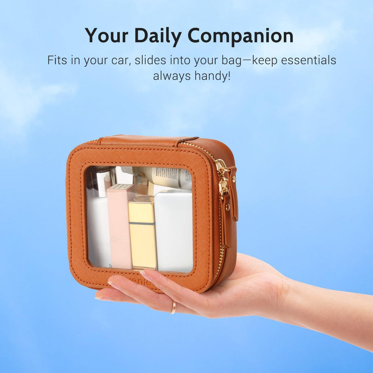 Aveniee Mini Clear Makeup Bag packaged in a gift box