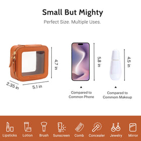 Aveniee Mini Clear Makeup Bag placed in a car's center console