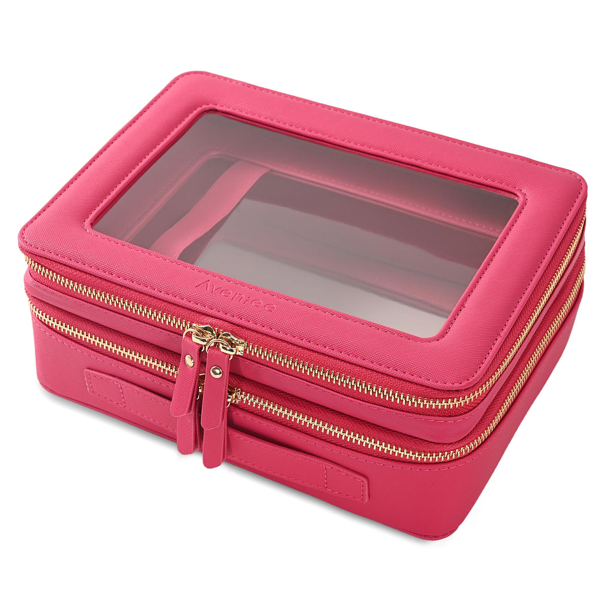 Aveniee XL Clear Makeup Organizer front view in hotpink