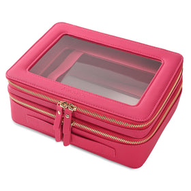 Aveniee XL Clear Makeup Organizer front view in hotpink
