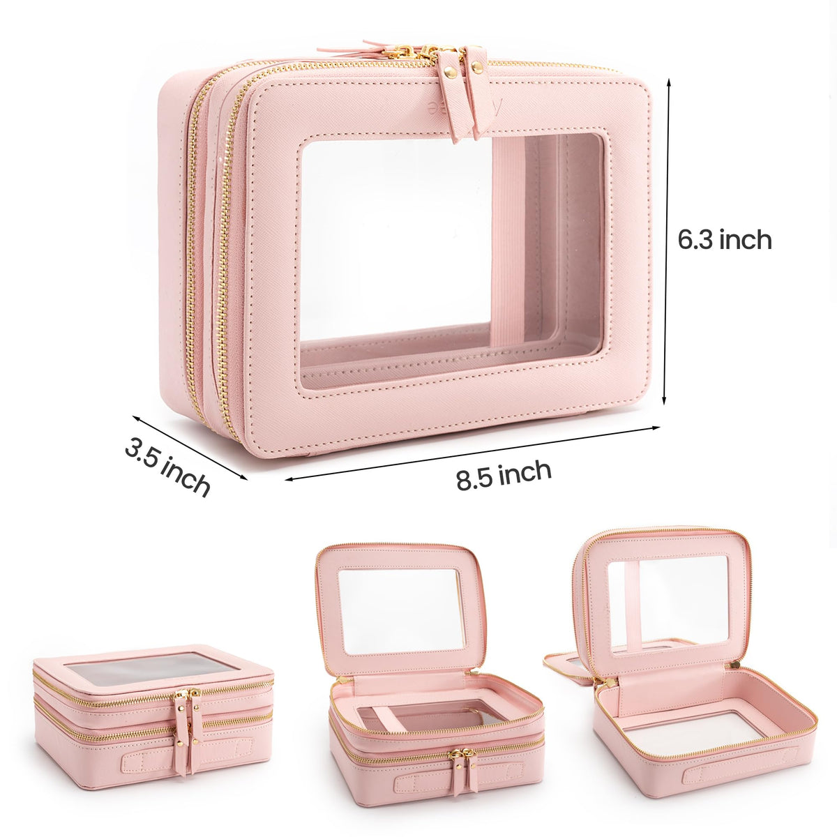 Aveniee XL Clear Makeup Organizer open showing double layer compartments