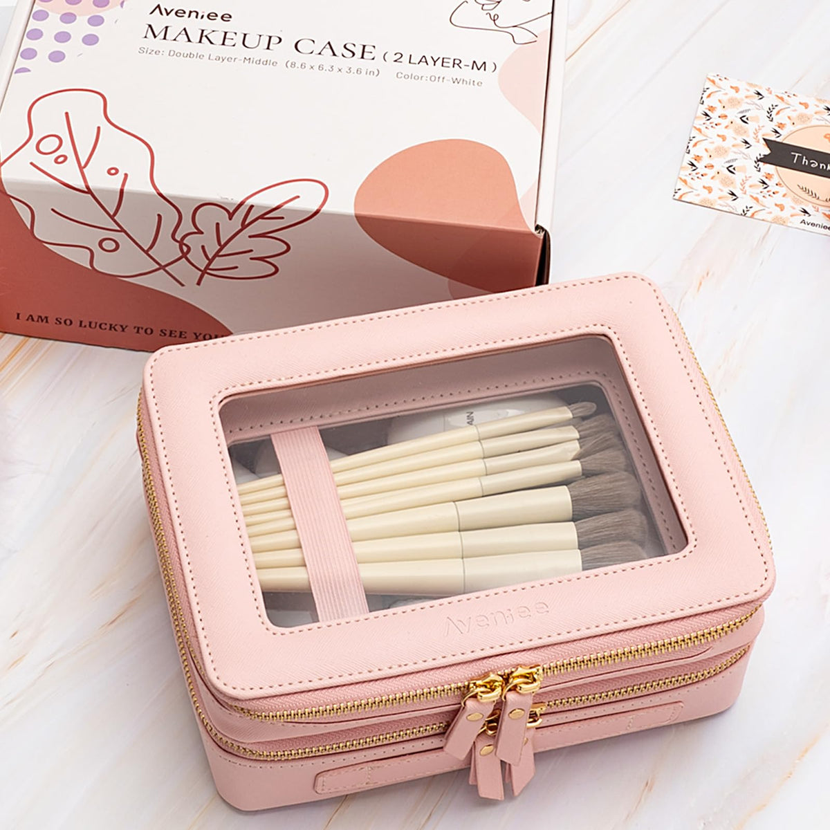 Aveniee XL Clear Makeup Organizer open showing double layers