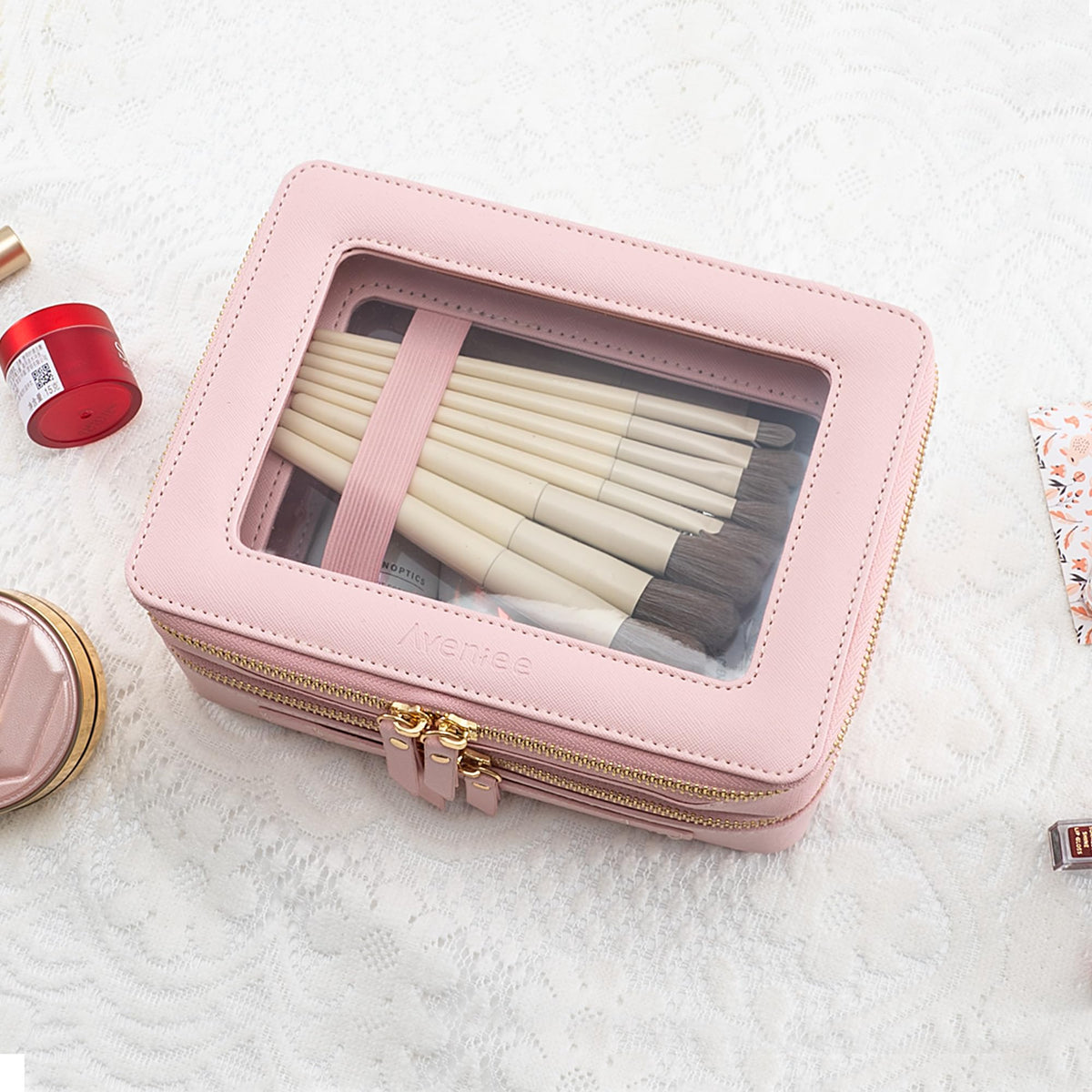Aveniee XL Clear Makeup Organizer side view showcasing dimensions