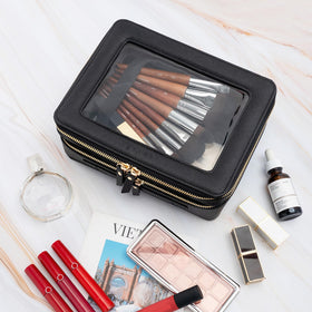 Aveniee XL Clear Makeup Organizer side view showcasing zippers