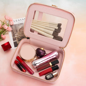 Aveniee XL Clear Makeup Organizer with makeup brushes and cosmetics