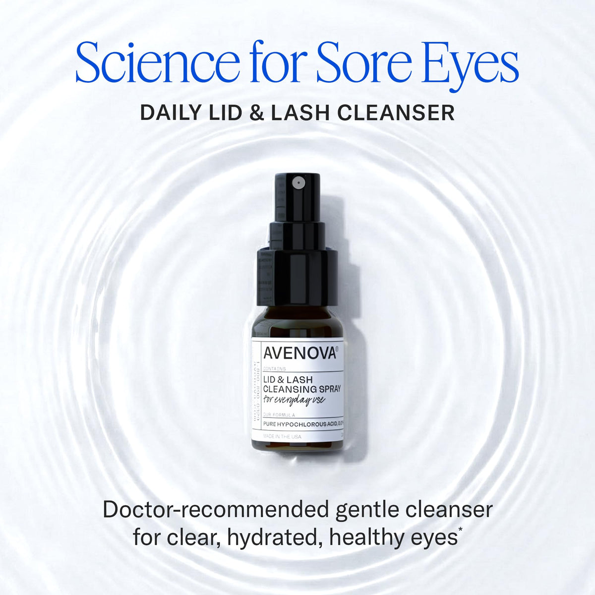 Avenova Eyelid Spray Cleanser 20 ml bottle back view
