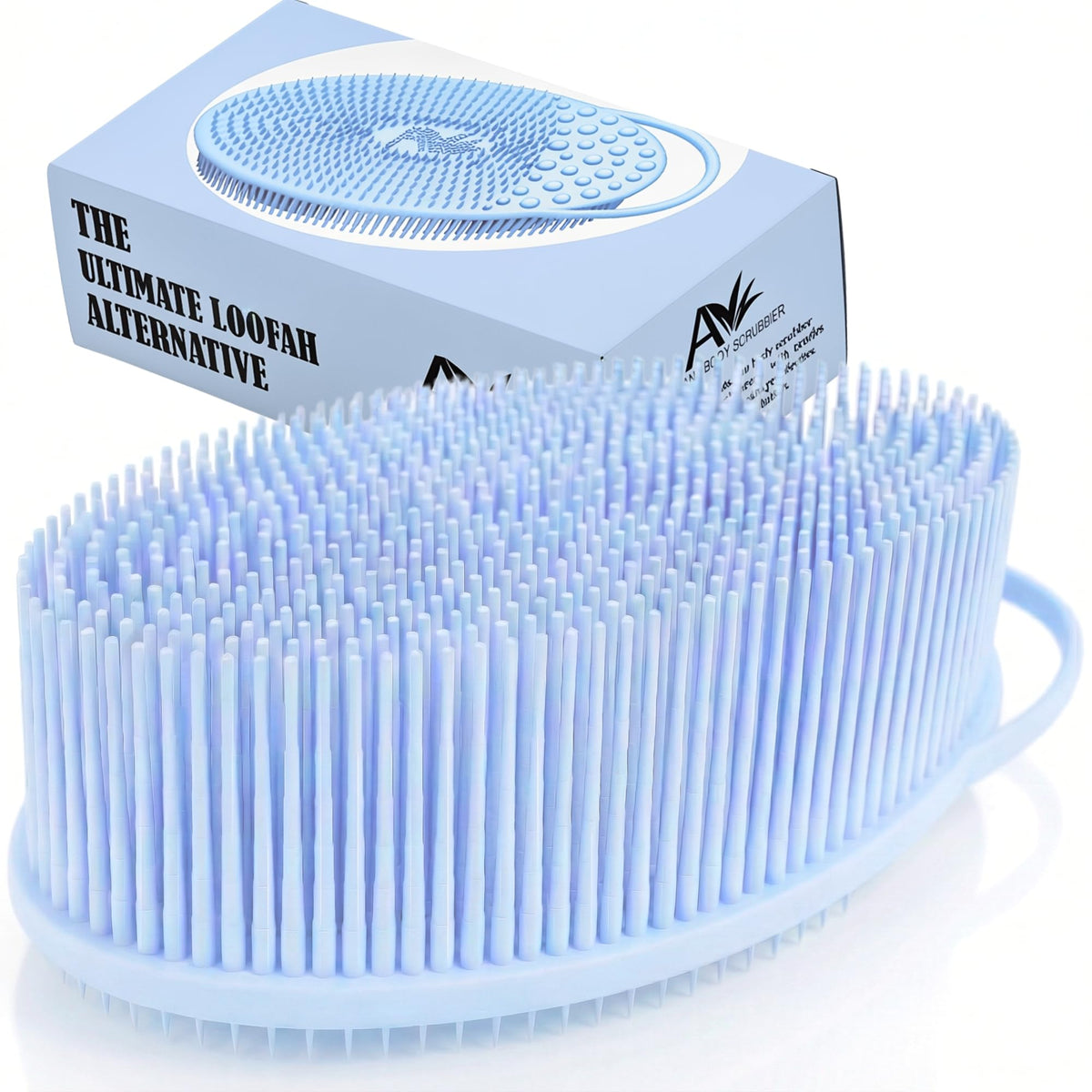 Avilana Premium Exfoliating Body Scrubber front view in blue
