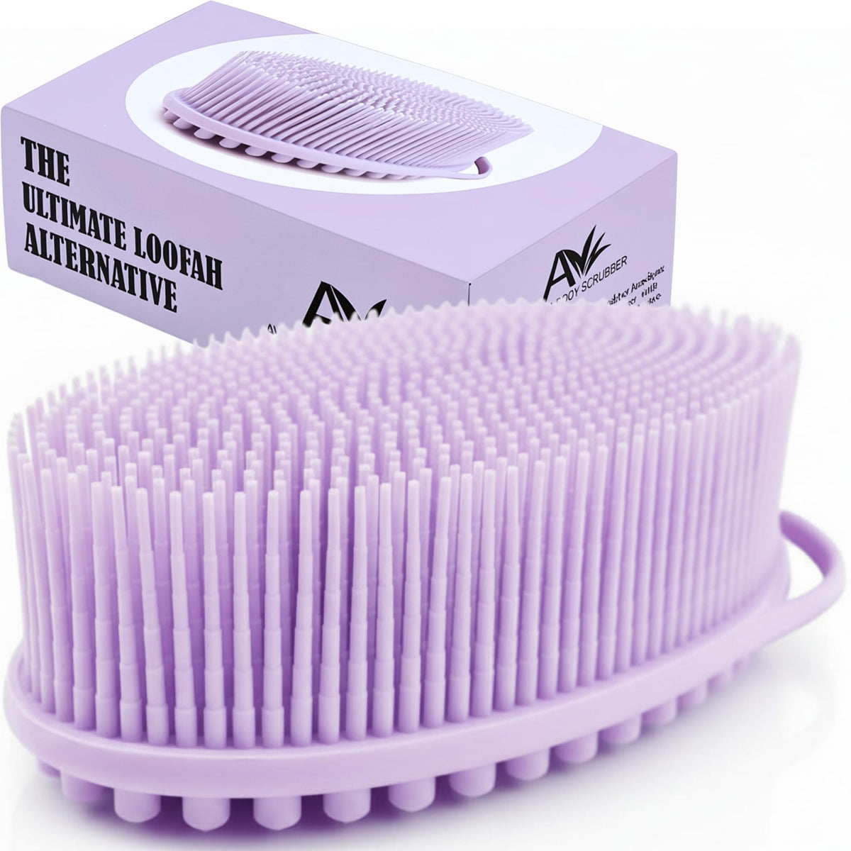 Avilana Premium Silicone Body Scrubber front view in blue