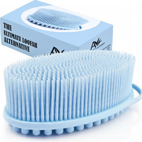 Avilana Premium Silicone Body Scrubber front view in blue